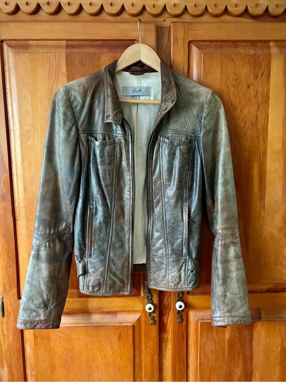 Women's Greenish-Brown Leather Jacket